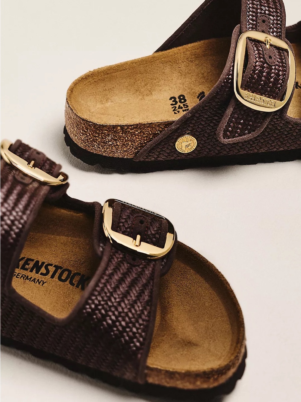 NWT BIRKENSTOCK BIG BUCKLE RAFFIA SANDAL - Picture 3 of 7